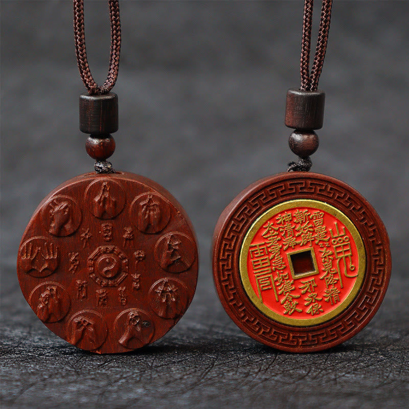 Fortune Jewel Lightning Struck Jujube Wood Yin Yang Bagua Mountain Ghosts Spend Money Protection Necklace Pendant Fortune Jewel