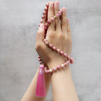 Fortune Jewel 108 Mala Rhodonite Beads Yoga Meditation Prayer Beads Bracelet