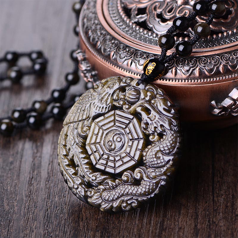 Fortune Jewel Golden Obsidian Healing Energy Necklace Pendant