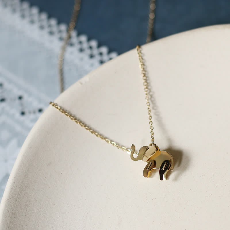 Fortune Jewel Elephant Titanium Steel Luck Necklace Chain Pendant