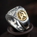 Fortune Jewel 925 Sterling Silver Sanskrit Design Carved Protection Adjustable Ring