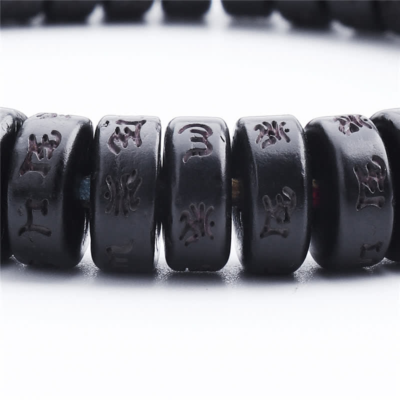 Fortune Jewel Tibetan Coconut Shell Beads Engraved Om Mani Padme Hum Mantra Happiness Bracelet