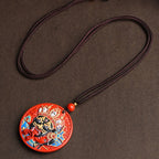 Fortune Jewel Zakiram Goddess of Wealth Painted Cinnabar Blessing Necklace Pendant