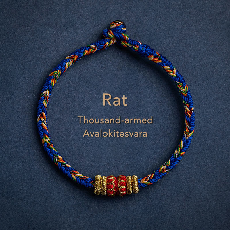 Fortune Jewel Tibet Handmade Chinese Zodiac Natal Buddha Luck Strength Braided String Bracelet