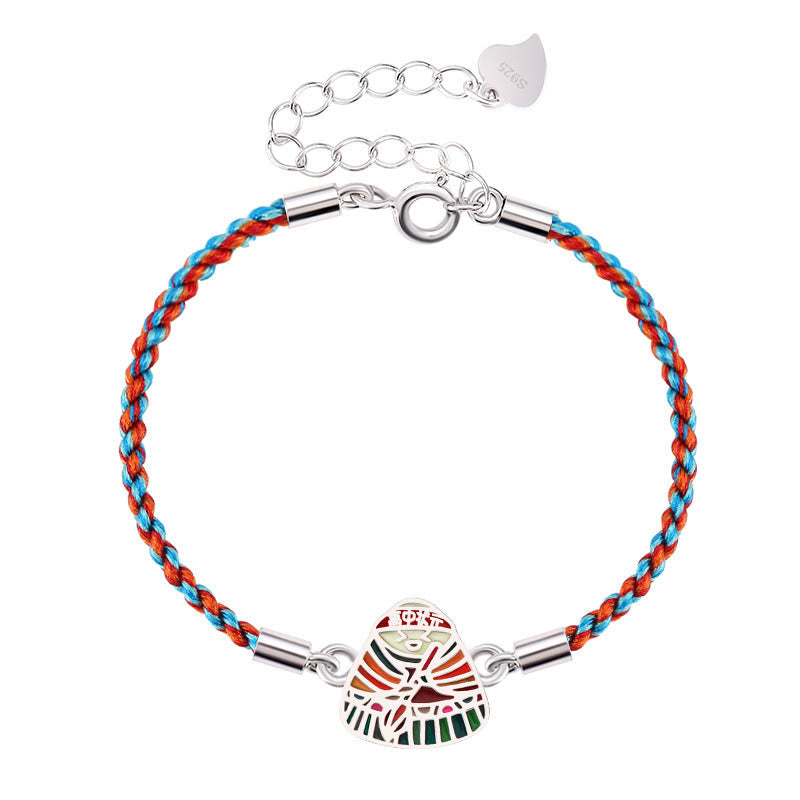 Fortune Jewel 925 Sterling Silver Zongzi Pattern Luck Multicolored Handcrafted Bracelet