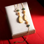 Fortune Jewel 925 Sterling Silver Hetian White Jade Water Drop Chain Necklace Pendant Bracelet