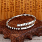 Fortune Jewel Retro Heart Sutra Twisted Design Pattern Balance Bracelet Bangle