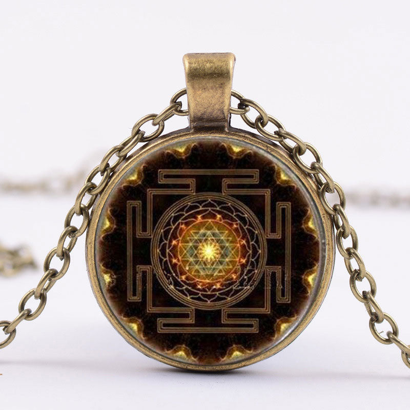 Fortune Jewel Sacred Sri Yantra Time Gemstone Necklace