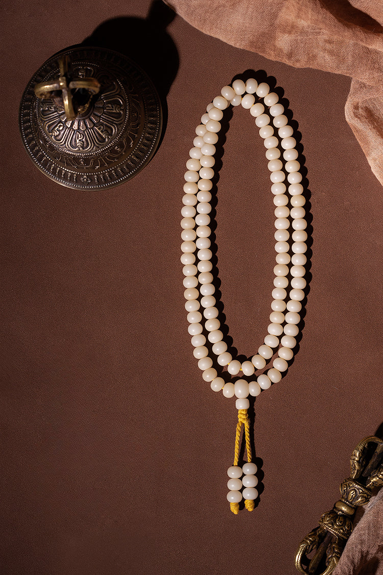 Buddha3bodhi 7.5mm*10mm White Jade Bodhi 108 Bead Mala Necklace
