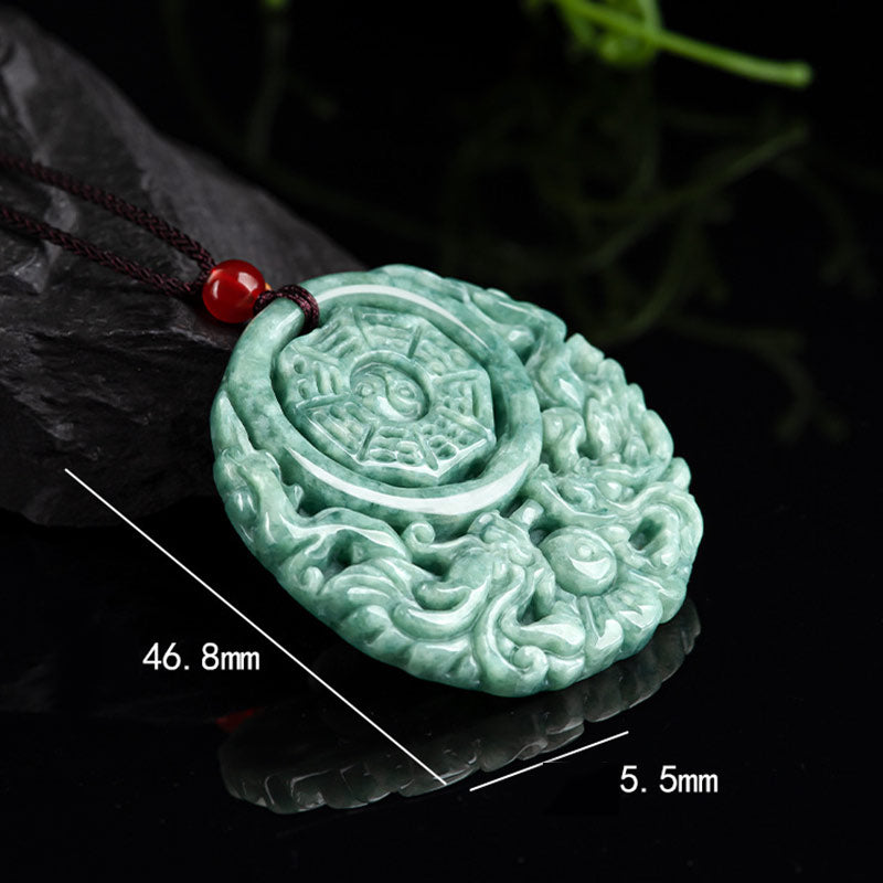 Fortune Jewel Dragon Jade Yin Yang Balance Necklace String Pendant Fortune Jewel
