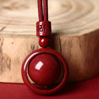 Fortune Jewel Cinnabar Om Mani Padme Hum PiXiu Blessing Lucky Bead Necklace Pendant