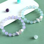 Fortune Jewel Blue Chalcedony Pink Crystal Purple Chalcedony Butterfly Energy Bracelet