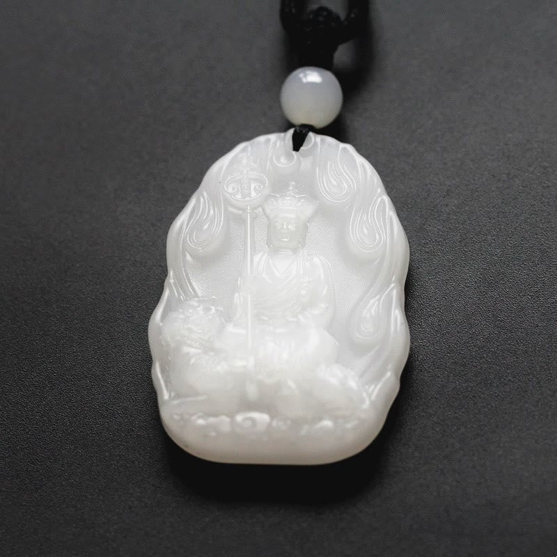 Fortune Jewel Ksitigarbha Buddha Liuli Crystal Serenity Amulet Necklace Pendant Fortune Jewel