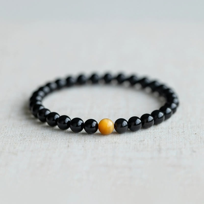 Fortune Jewel Natural Rainbow Obsidian Tiger Eye Positive Love Bracelet