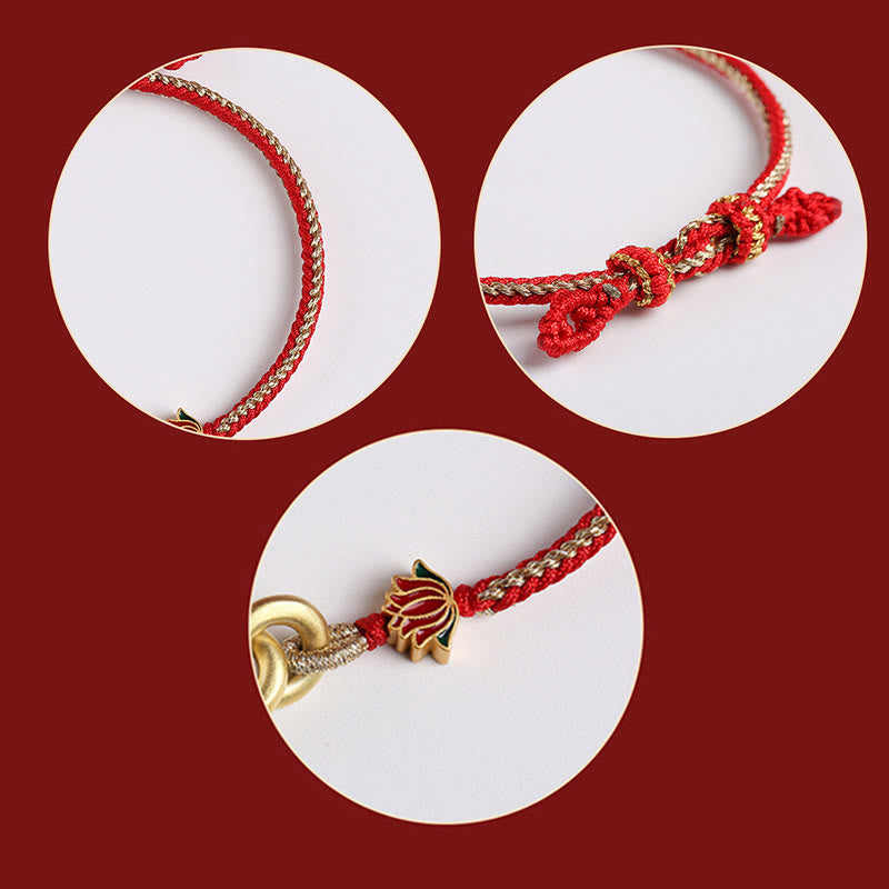 Fortune Jewel 925 Sterling Silver Double Peace Buckle Lotus Auspicious Bracelet
