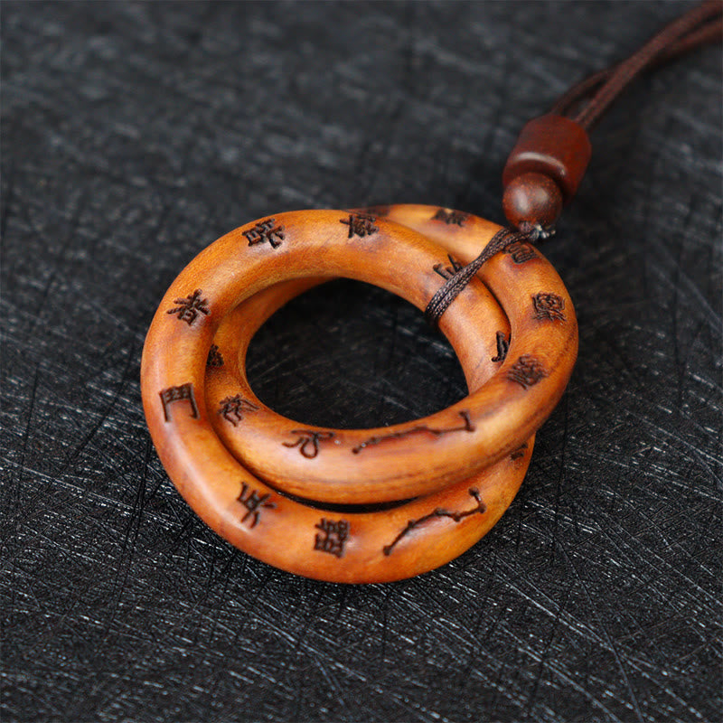 Fortune Jewel Lightning Struck Jujube Wood Taoist Yin Yang Ring Qiankun Circle Leizu Taboo Luck Necklace Pendant Fortune Jewel