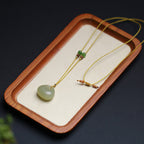 Fortune Jewel Natural Hetian Jade Small Bag Pattern Prosperity String Necklace Pendant