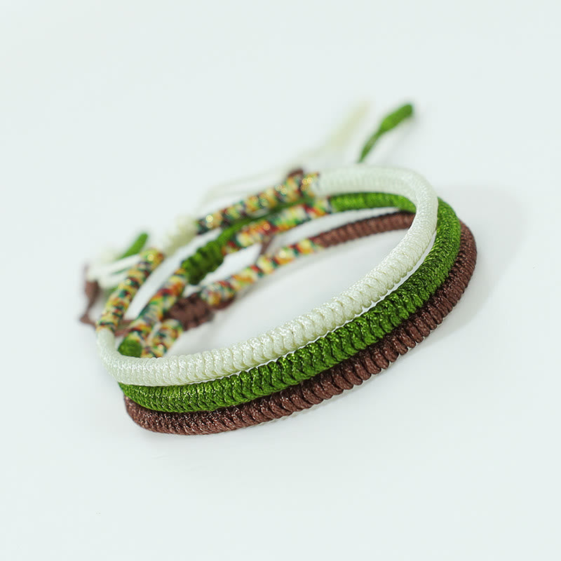 Fortune Jewel 3Pcs Tibetan Handmade Multicolored Luck King Kong Knot Auspiciousness Bracelet