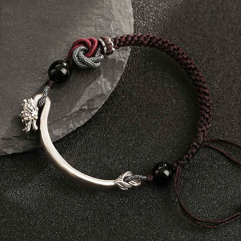 Fortune Jewel 925 Sterling Silver Auspicious Dragon Success Handcrafted Braided Bracelet