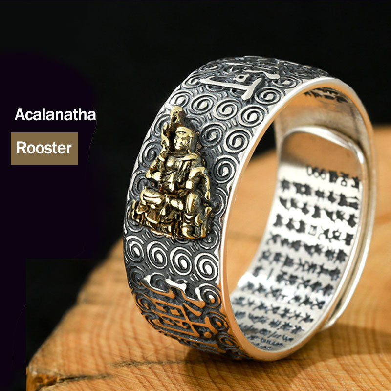 Fortune Jewel Chinese Zodiac Natal Buddha Wealth Luck Adjustable Ring Fortune Jewel