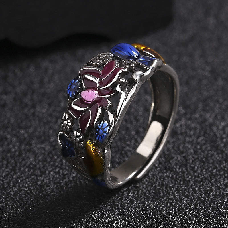 Fortune Jewel Koi Fish Lotus Flower Leaf Design Luck Wealth Ring
