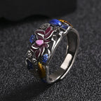 Fortune Jewel Koi Fish Lotus Flower Leaf Design Luck Wealth Ring