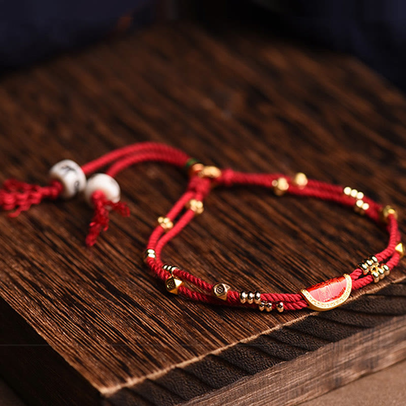 Fortune Jewel Handmade Cinnabar Dumplings Design Luck Braided Red Rope Bracelet