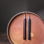 Fortune Jewel 925 Sterling Silver Ebony Wood Texture Balance Peace Drop Dangle Earrings