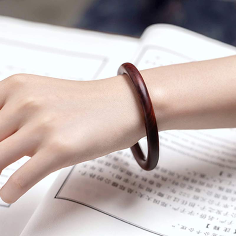 Fortune Jewel Tibetan Small Leaf Red Sandalwood Ebony Green Sandalwood Protection Bracelet Bangle