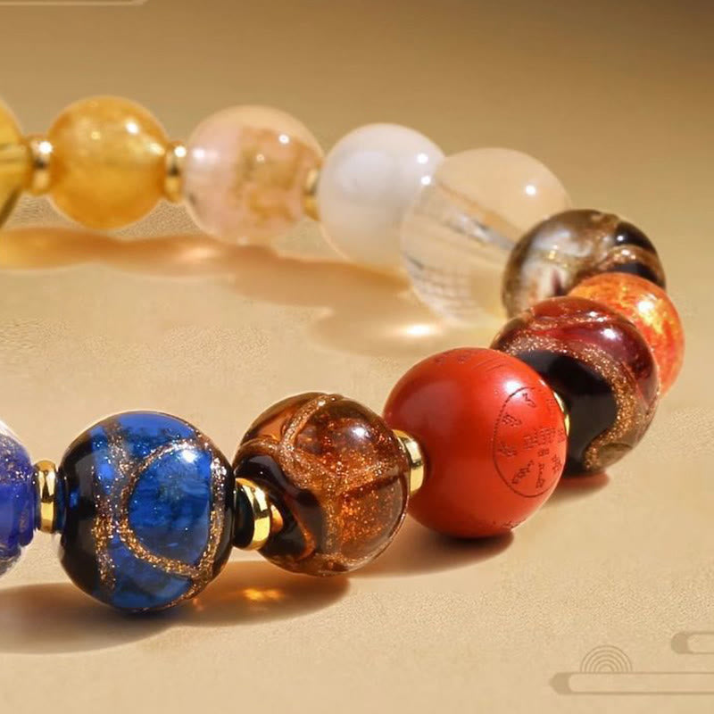 Fortune Jewel Tibetan Colorful Incense Ash Liuli Glass Bead Om Mani Padme Hum Dorje Vajra 18 Beads Wrist Mala