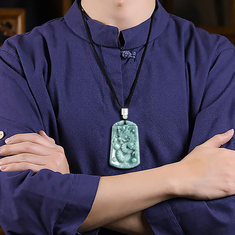Fortune Jewel Year Of The Dragon Chinese Zodiac Dragon Travels The World Jade Strength Necklace Pendant