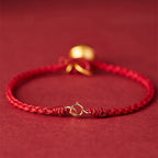 Fortune Jewel Handmade Fu Character Charm Luck Happiness Bell Red Rope Bracelet