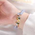Fortune Jewel Simple Design Flower Charm Glass Bead Bracelet