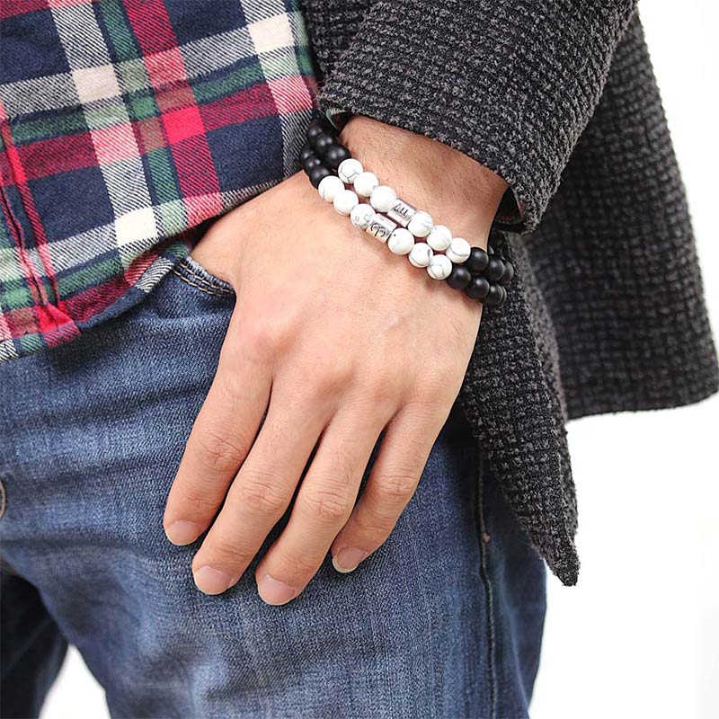 Fortune Jewel 12 Constellations of the Zodiac Natural Frosted Stone White Turquoise Bead Fortune Bracelet