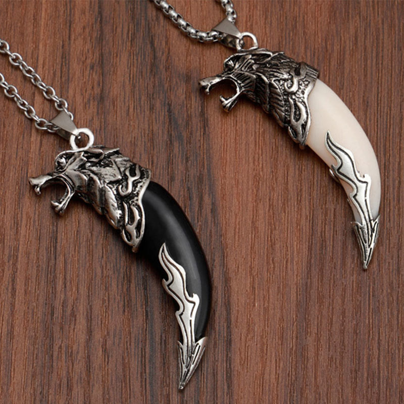 Fortune Jewel Imitation Wolf Tooth Titanium Steel Balance Necklace Pendant
