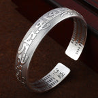 Fortune Jewel Tibetan Sanskrit White Copper Meditation Prayer Bracelet Bangle