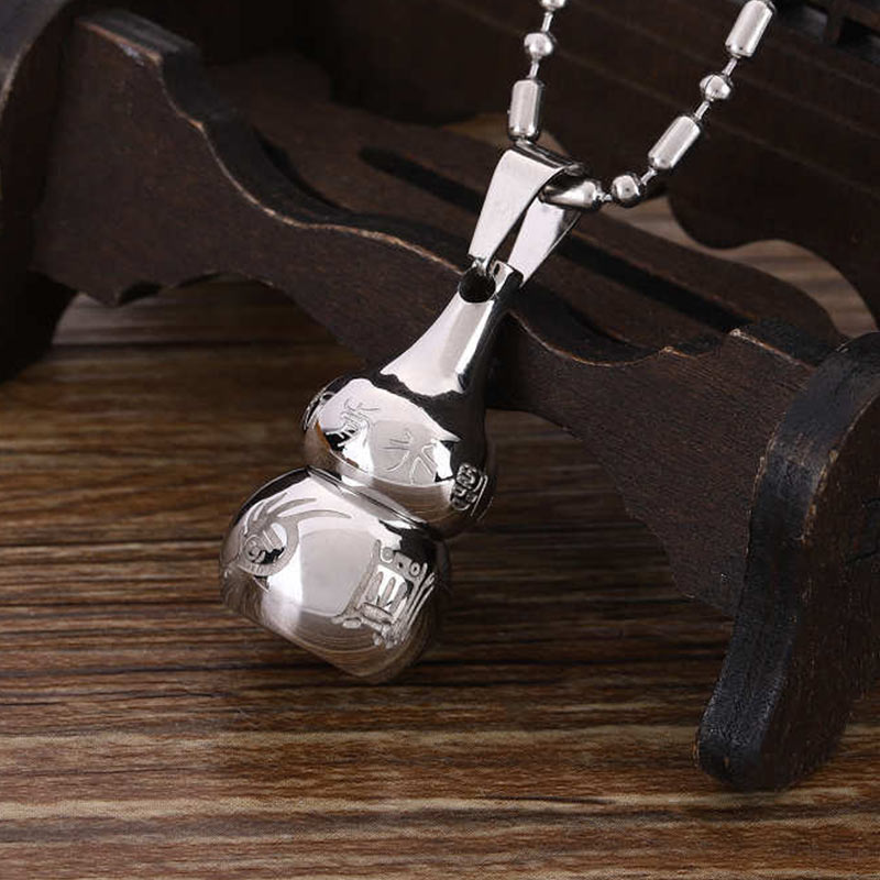 Buddha Stones Tibetan Yin Yang Symbol Gourd Harmony Titanium Steel Necklace Pendant Fortune Jewel