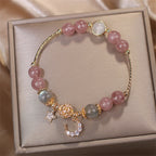Fortune Jewel Strawberry Quartz Moonstone Moon Star Love Bracelet