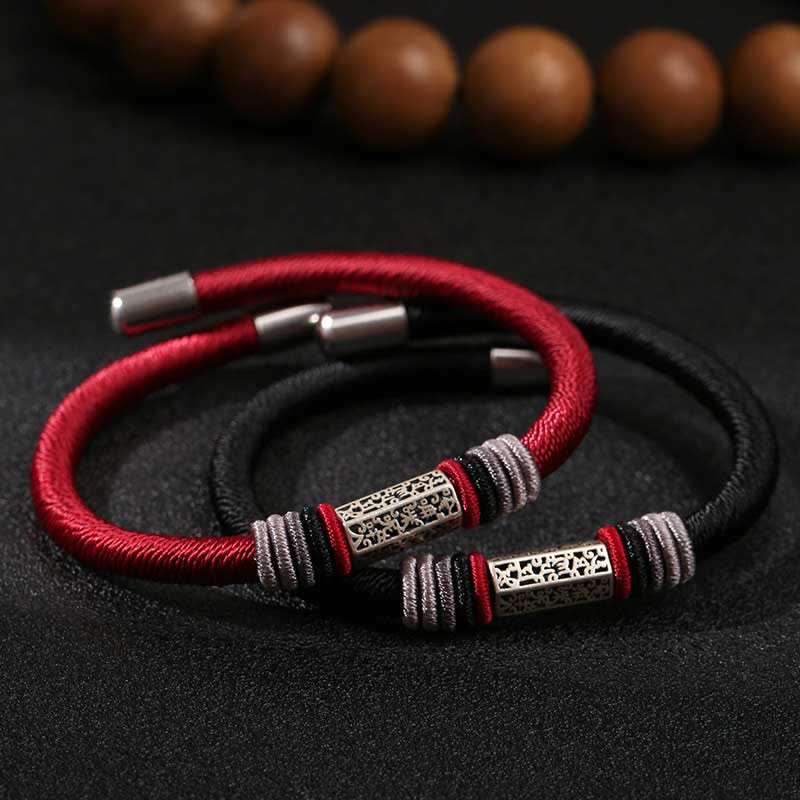Fortune Jewel 925 Sterling Silver Om Mani Padme Hum Peace Red String Bracelet
