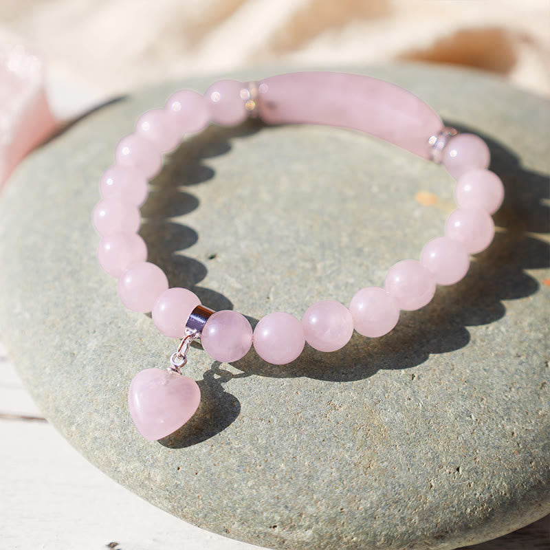 Fortune Jewel Natural Quartz Love Heart Healing Beads Bracelet