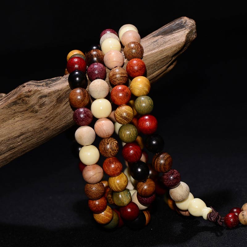 Fortune Jewel  108 Beads Wenge Wood Mala Blessing Meditation Bracelet