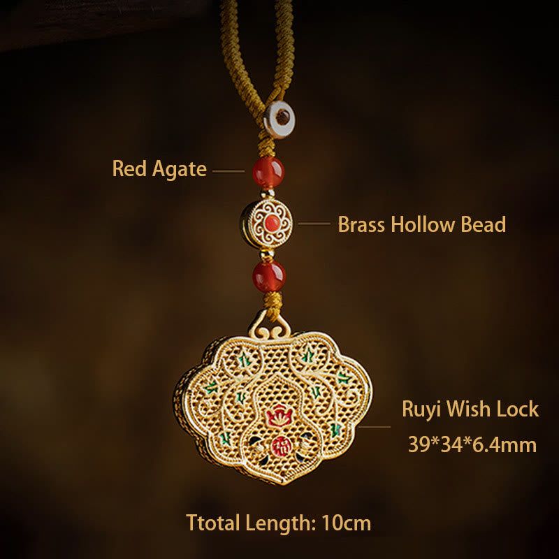 Fortune Jewel Lock of Good Wishes Fu Character Luck Blessing Key Chain