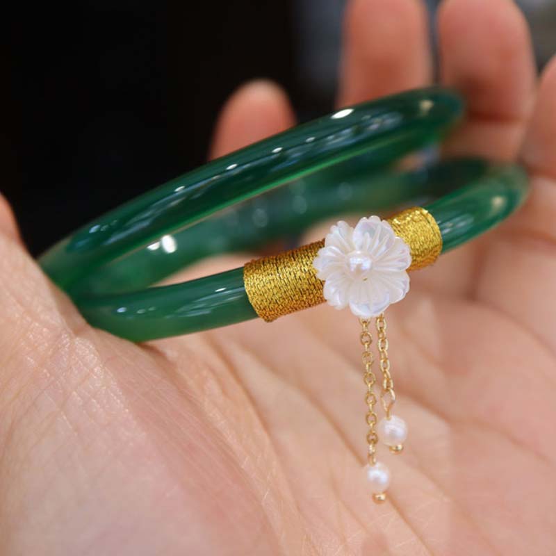 Fortune Jewel Natural Cyan White Jade Success Bracelet