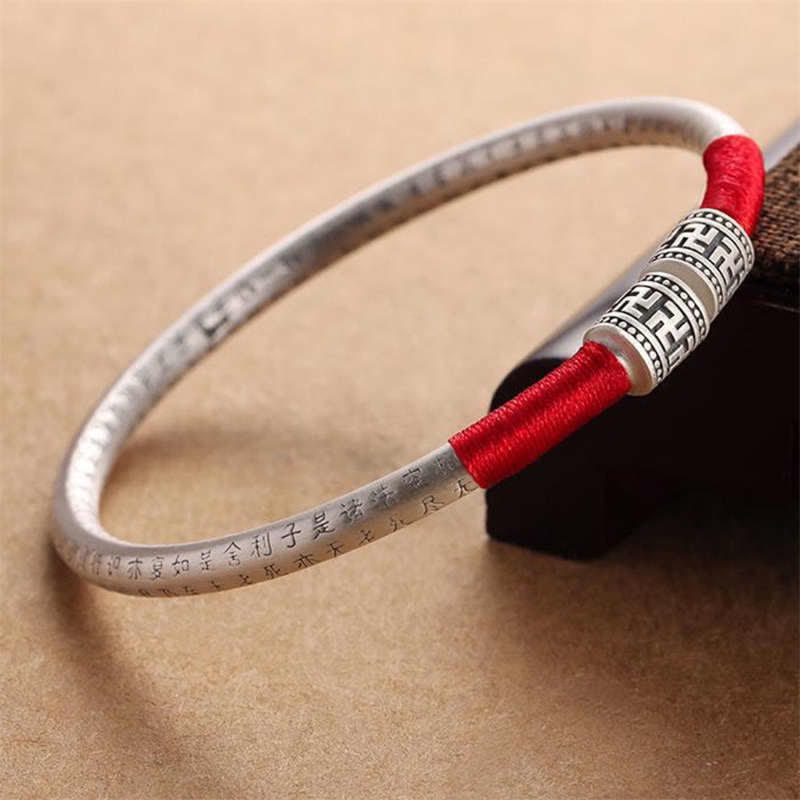 Fortune Jewel Tibet Om Mani Padme Hum Luck Red String Bracelet Bangle