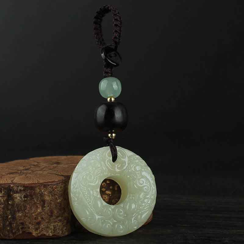 Fortune Jewel PiXiu Jade Peace Buckle Abundance Wealth Key Chain