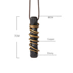 Fortune Jewel Tibet Ebony Wood Copper Balance Peace Necklace Pendant Fortune Jewel