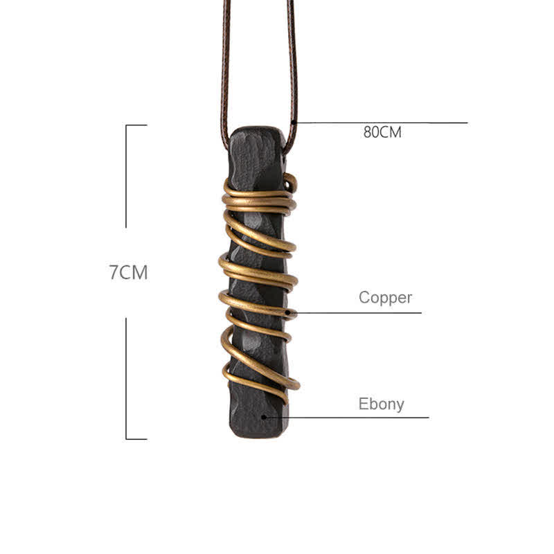 Fortune Jewel Tibet Ebony Wood Copper Balance Peace Necklace Pendant Fortune Jewel