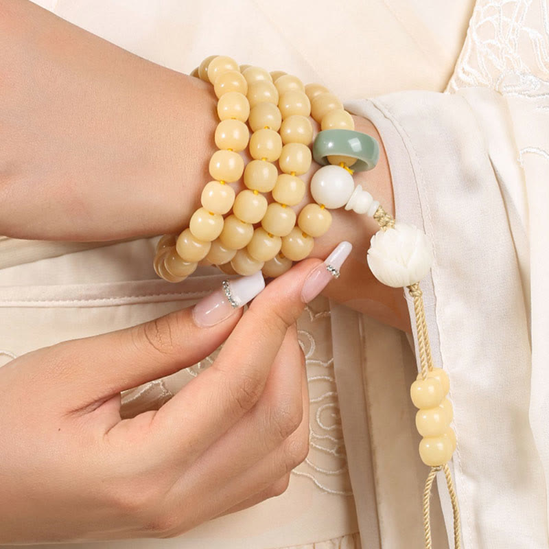 Fortune Jewel Natural Bodhi Seed Lotus Dzi Bead Peace Harmony Charm Bracelet Fortune Jewel