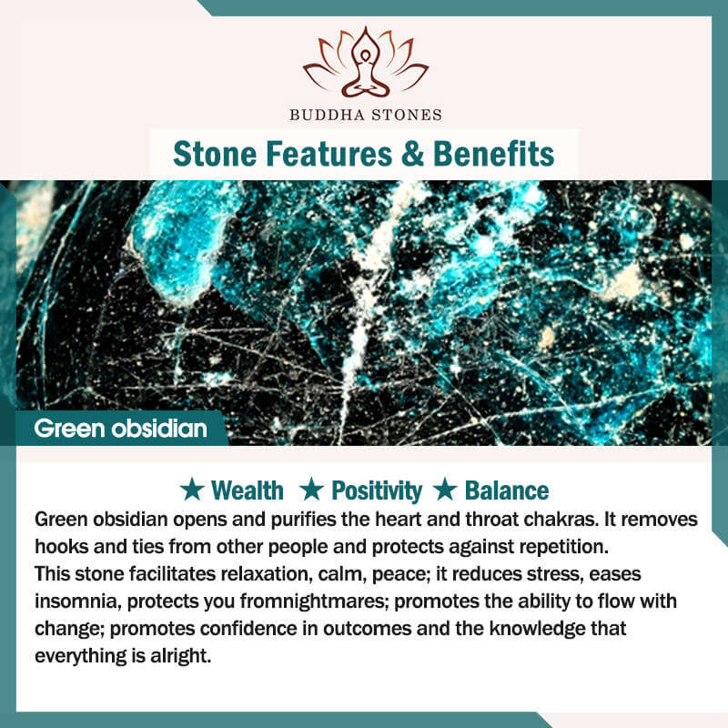 Fortune Jewel Natural Green Eye Obsidian Wealth Bracelet