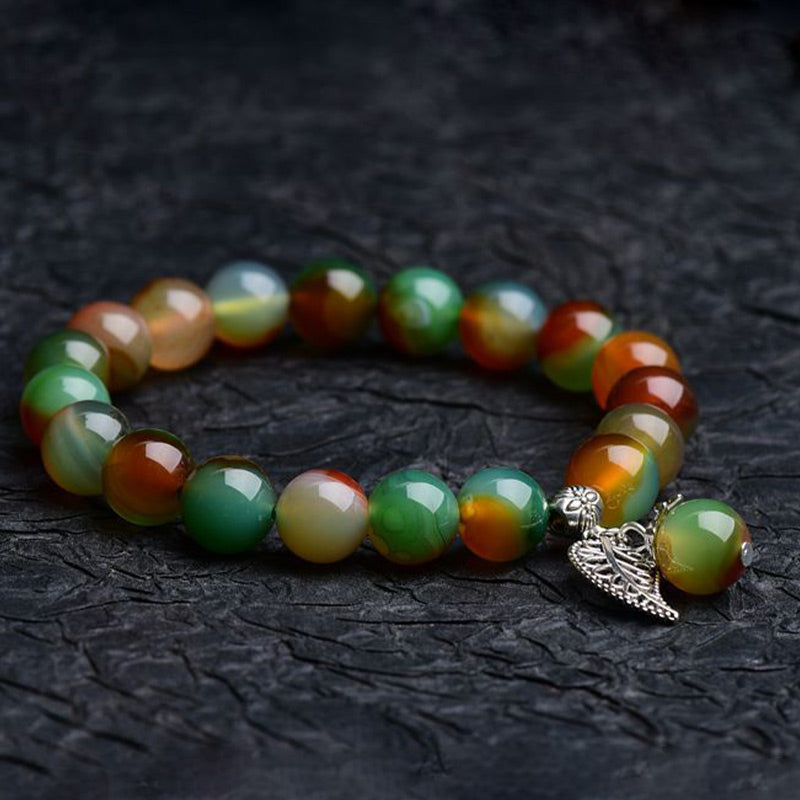Fortune Jewel Tibetan Natural Green Agate Healing Bracelet